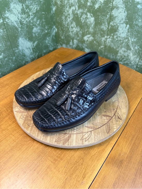 Black Croc-Embossed Tassel Loafers Size 8 main image 7